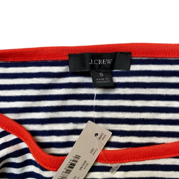 J.Crew NWT Striped Tee Red Trim Navy White Breton Cotton Blend Size Small - Picture 9 of 10